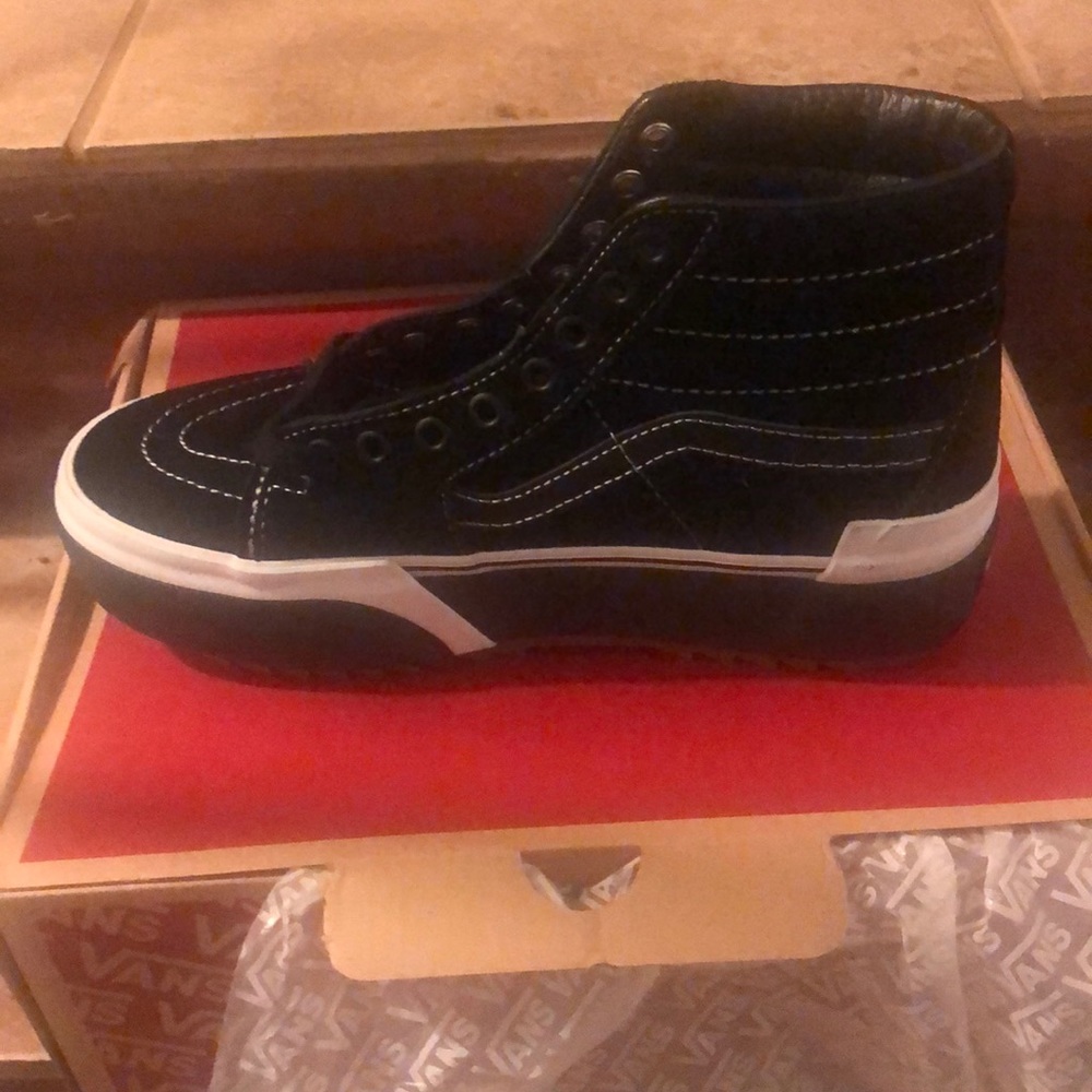 Vans SK 8 Hi Stacked Black on Black suede